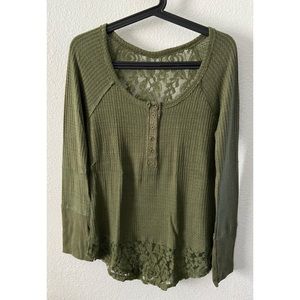 Henley with Lace Detail - Size Large
